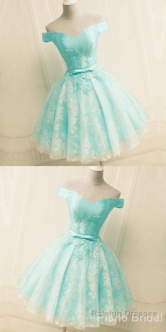 Green Off The Shoulder Appliques Short Homecoming Dress