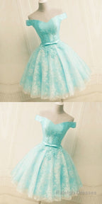 Green Off The Shoulder Appliques Short Homecoming Dress