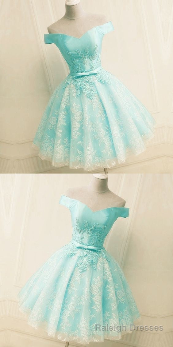 Green Off The Shoulder Appliques Short Homecoming Dress