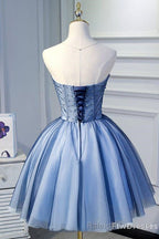 cute strapless beaded short Prom dress sweetheart mini bridesmaid dresses