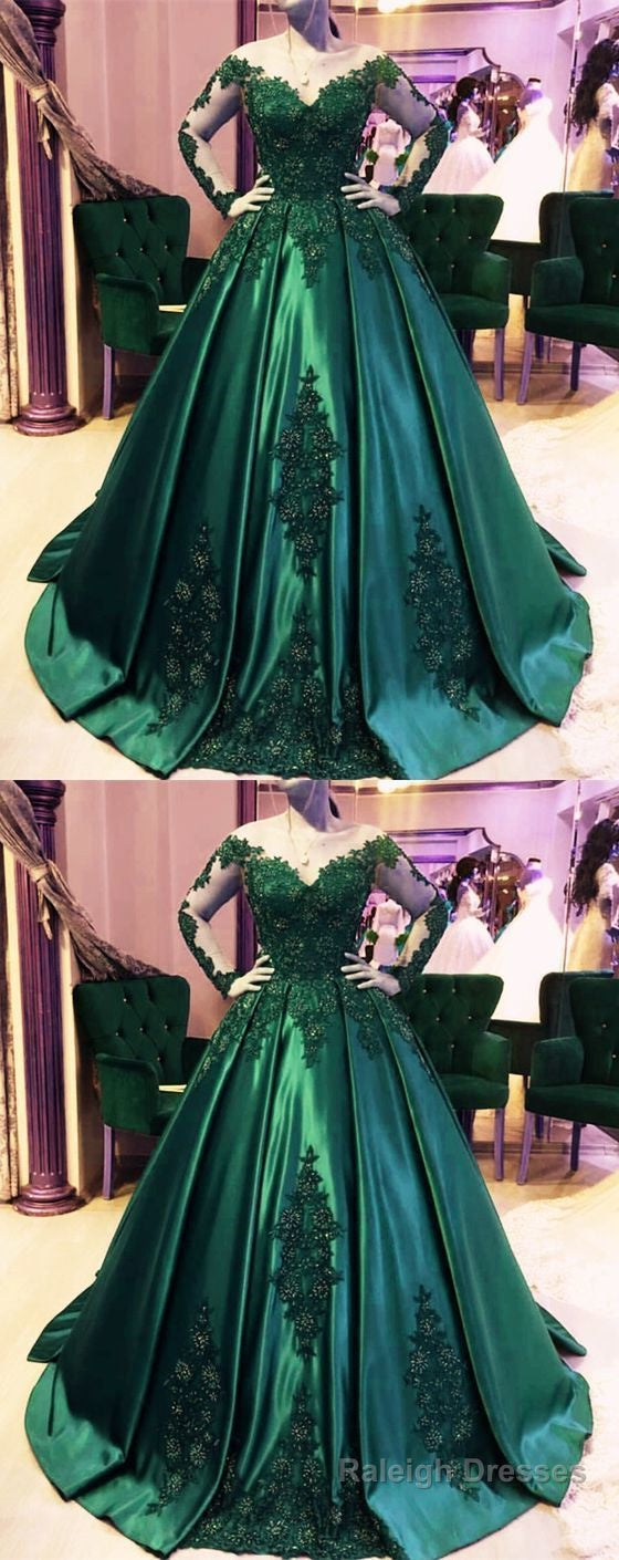 Dark Green Ball Gown Emerald Green Prom Dress, Ball Gown Wedding Dress Main image