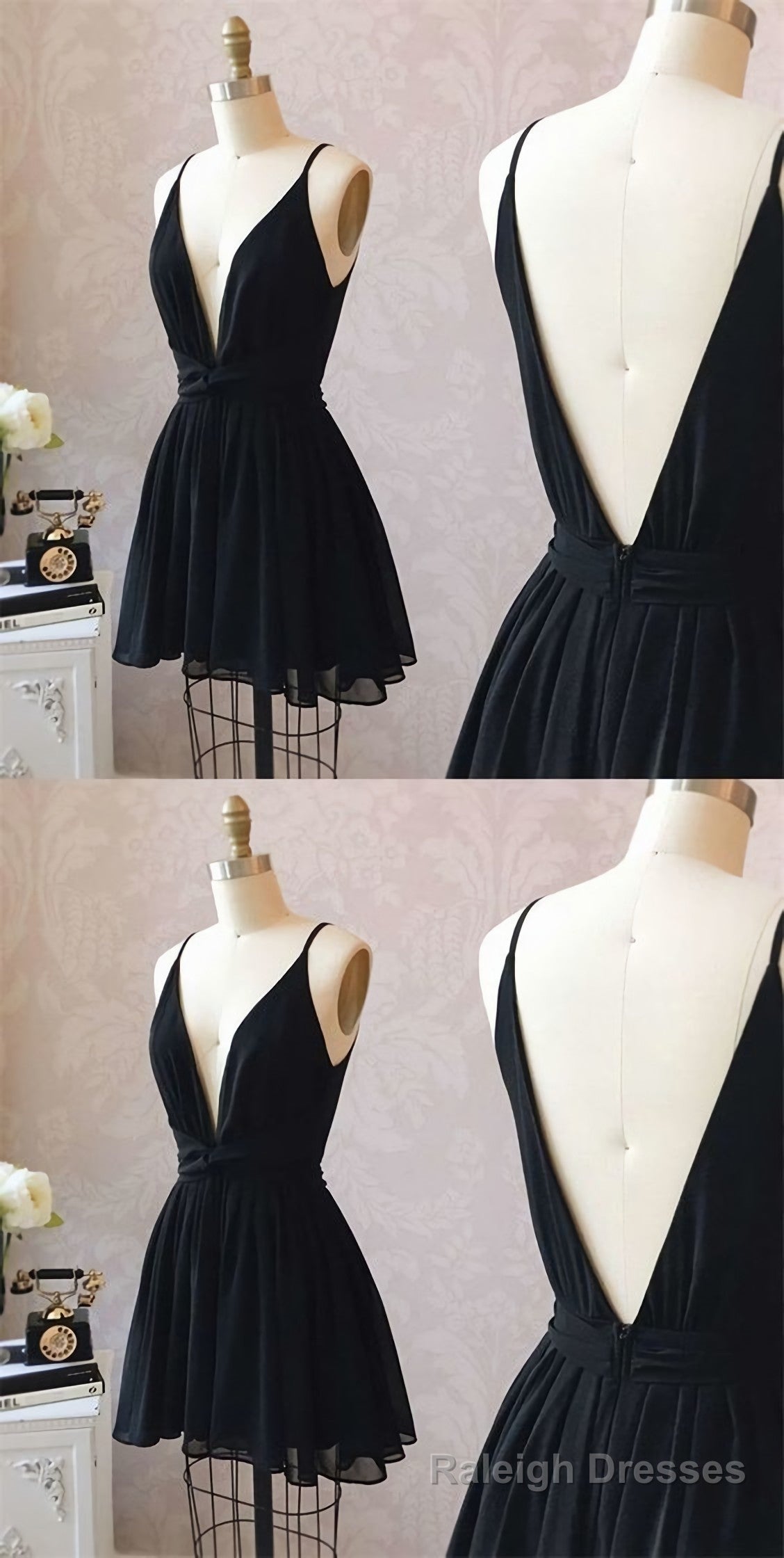 Cute Black Chiffon Short Little Black Homecoming Dresses Main image