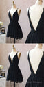 Cute Black Chiffon Short Little Black Homecoming Dresses