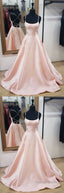 Simple Pink Satin Long Prom Dress, Pink Evening Dress