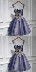 Cute tulle lace sweetheart neck short Prom Dresses