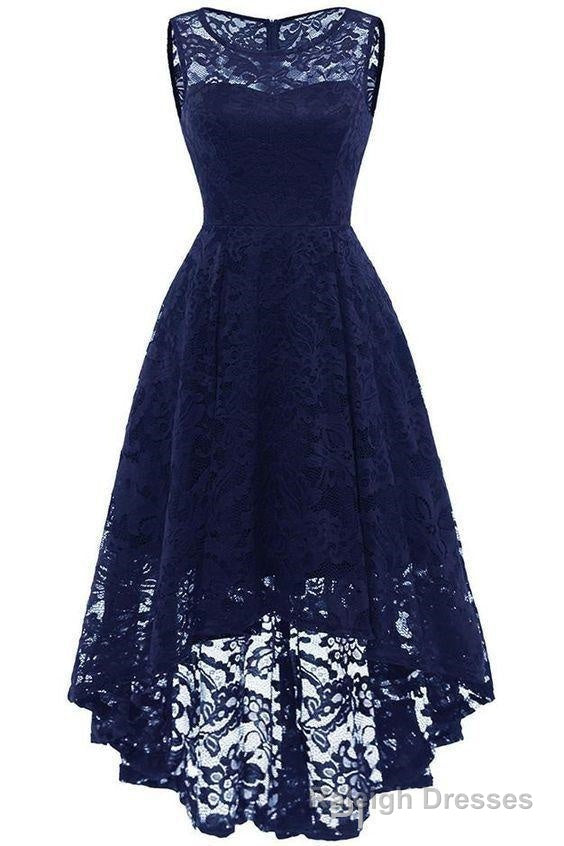 Women Floral Lace Bridesmaid Prom Dress, Short Prom Dress, V Neck