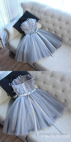 A Line Spaghetti Straps Tulle Sweetheart Homecoming Dresses Secondary image