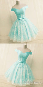 Green Off The Shoulder Appliques Short Homecoming Dress