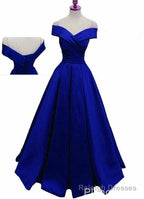 Royal Blue Satin Floor Length Formal Gowns Prom Dress, 2026 Blue Prom Gowns