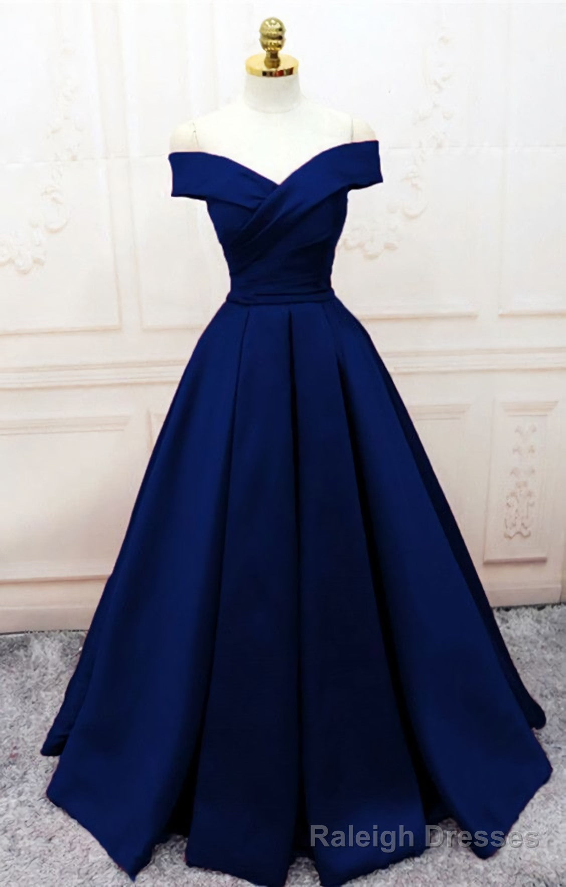 OFF THE SHOULDER NAVY LONG Prom Dresses