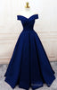 OFF THE SHOULDER NAVY LONG Prom Dresses