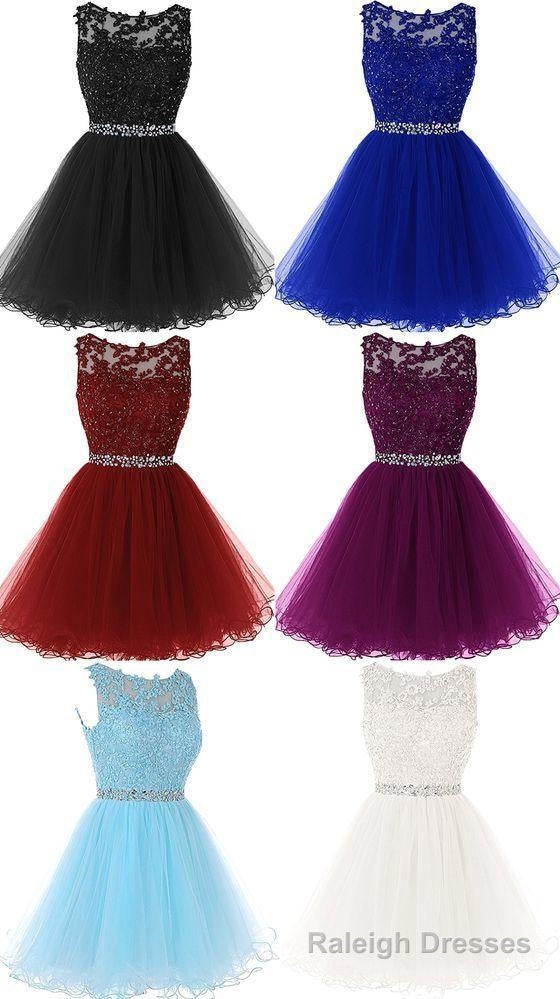 A Line Sleeveless Lace Rhinestone Short Cocktail Party Dress