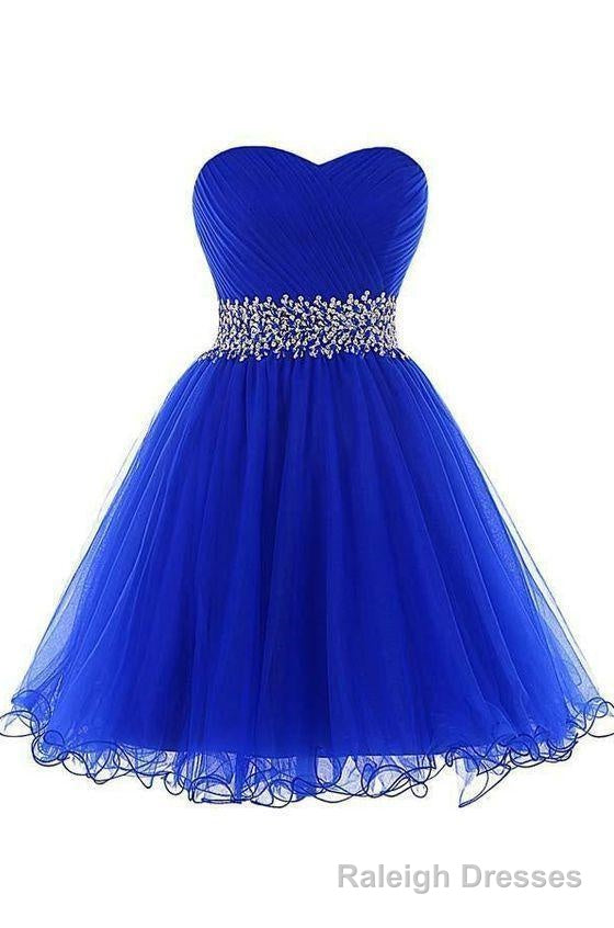 A Line Homecoming Dresses, A Line Sweetheart Short Tulle Lace Up Royal Blue Homecoming Dress Main image