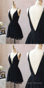 Cute Black Chiffon Short Little Black Homecoming Dresses