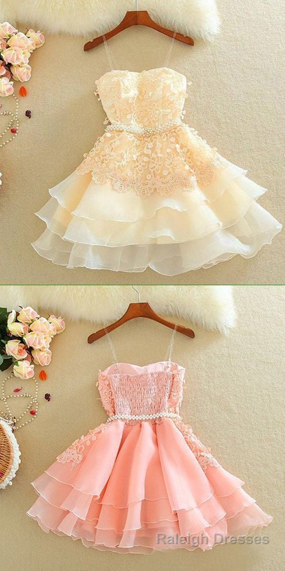 Lovely Homecoming Dress, Sweetheart Mini Homecoming Dress, Lace Appliques Layered Homecoming Dresses Main image