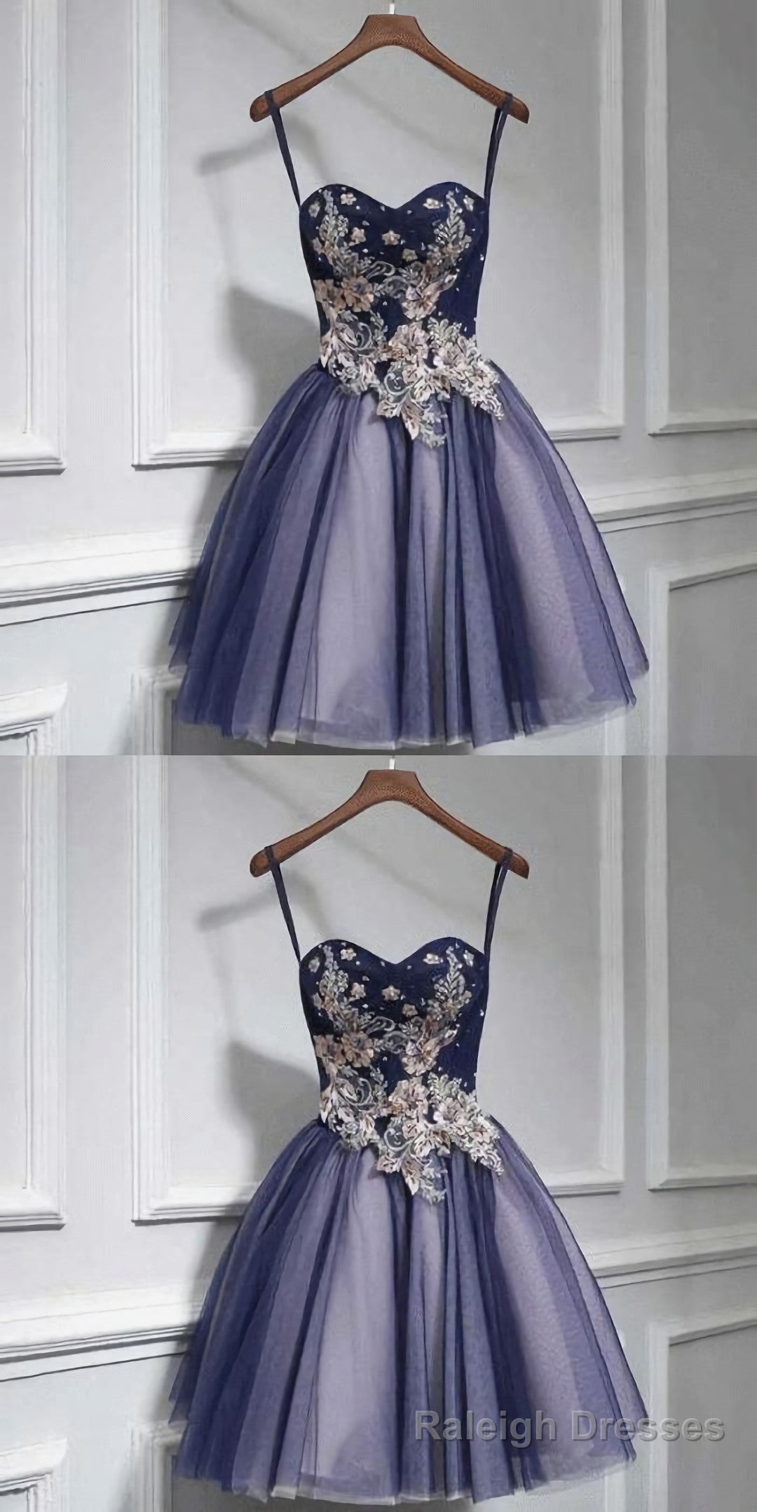 Cute tulle lace sweetheart neck short Prom Dresses Main image