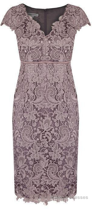 Sheath V Neck Cap Sleeves Lace Empire Mother Of The Bride Dress With Sash Secondary image