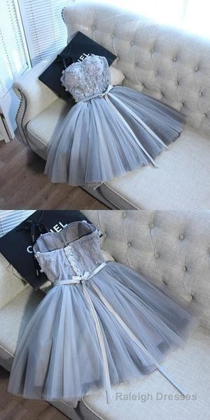 A Line Spaghetti Straps Tulle Sweetheart Homecoming Dresses Main image