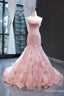 pink sweetheart tulle prom dress mermaid formal ball Gown gorgeous Prom dress with sweep train