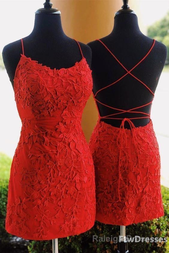 short red homecoming dresses fitted straps red cocktail dresses