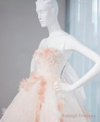 Gentle Pastel Layered A-Line Strapless Tulle Long Prom Dress Cute Applique Birthday Evening Dress