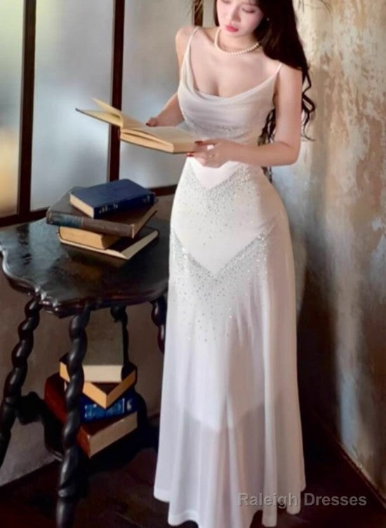 Gentle White Bodycon Dress Spaghetti Straps Prom Dress Graduation Prom Adult Ceremony Dress Secondary image