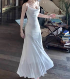 Gentle White Bodycon Dress Spaghetti Straps Prom Dress Graduation Prom Adult Ceremony Dress