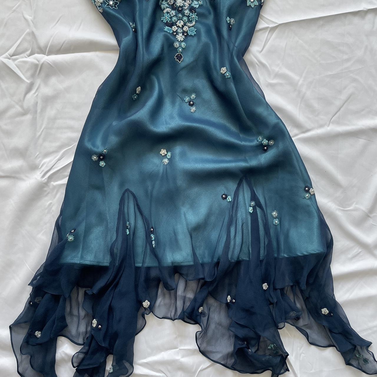 Blue Floral Beaded Short Halter Chiffon Homecoming Dresses Birthday Prom Dresses