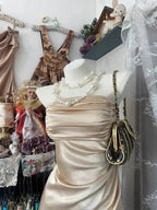 Girlhomeshops-Champagne Short Ruffle Satin Homecoming Dresses Birthday Dresses
