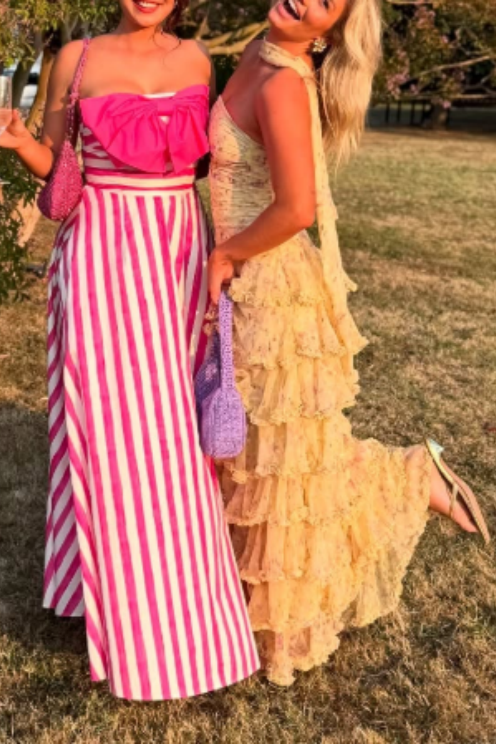 Yellow Floral Long Chiffon Prom Dresses Wedding Guest Dresses