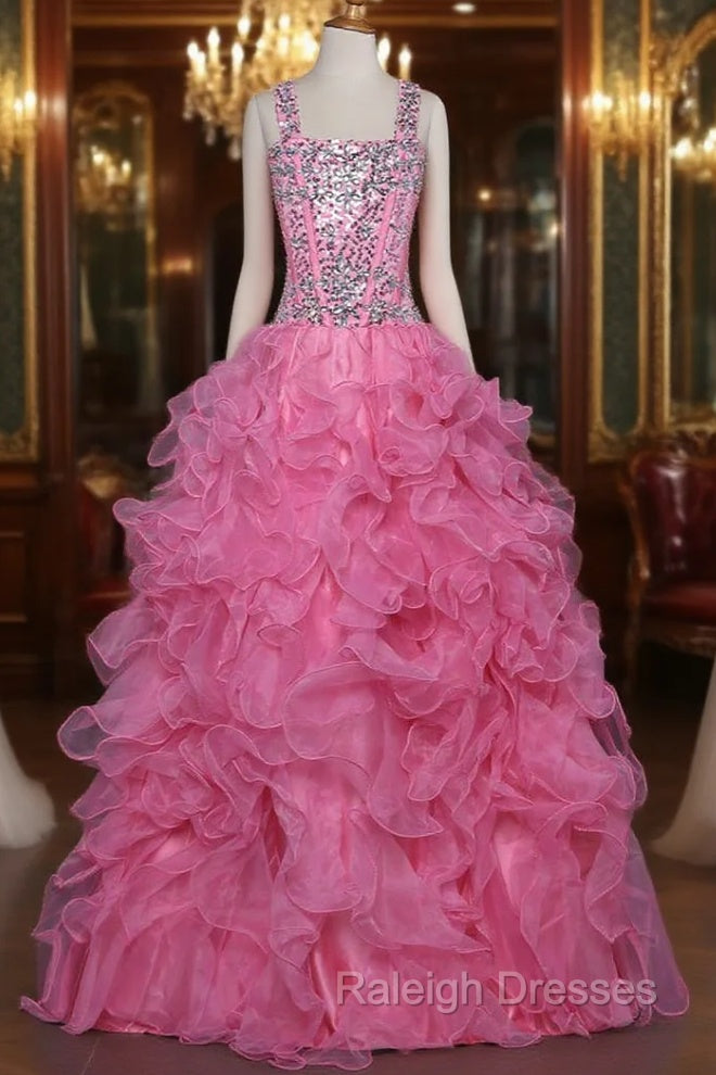 Girls Pageant Dresses For Weddings Ball Gown Tank Crystals Sequins Main image