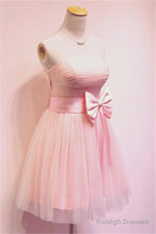 Girly Simple Short Pink Strapless Homecoming Dresses