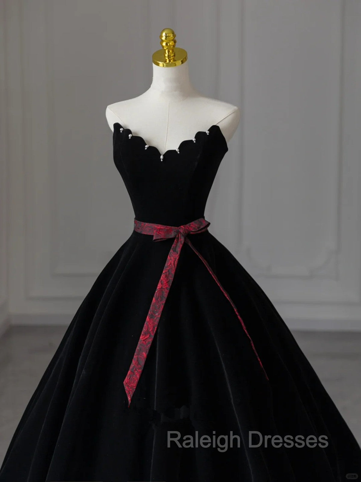 Glam Black V-Neckline Velvet Lace-Up Prom Dress, Black Velvet Floor Length Prom Dress