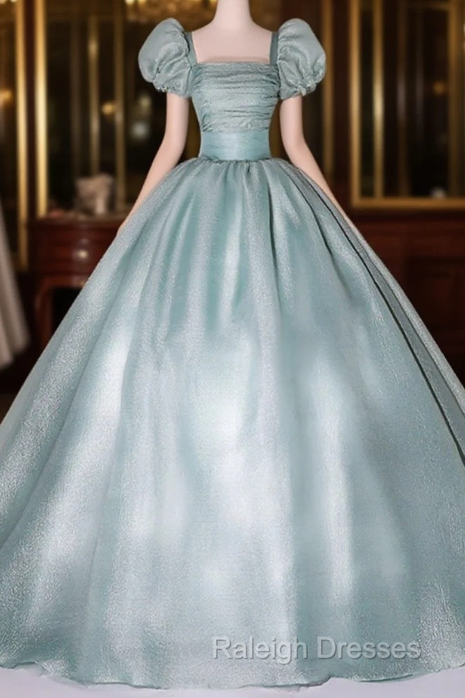 Glam Light Green Ball Gown Short Sleeves Formal Dress, Light Green Sweet 16 Dress Main image