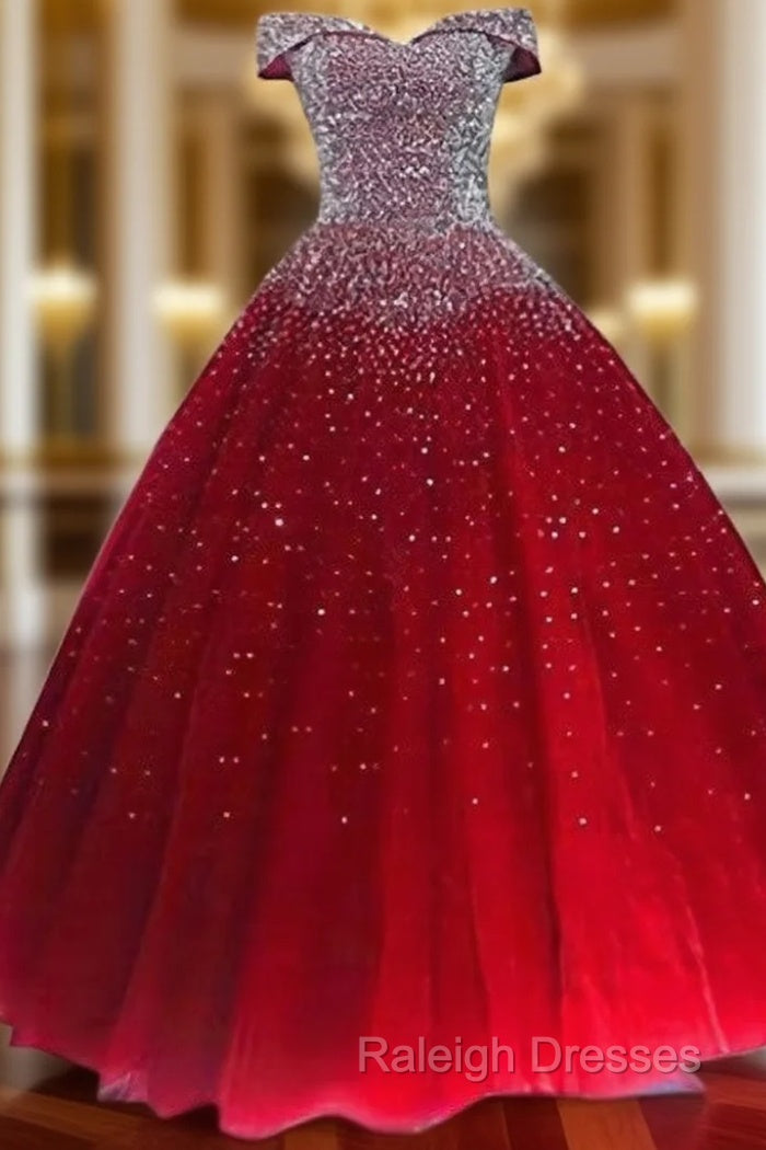 Glam Sequins Off the Shoulder Ball Gown Sweetheart Gowns, Quinceanera Dress Main image