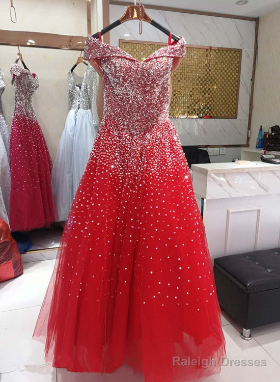 Glam Sparkle Handmade Sequins Long Party Dress, Off Shoulder Formal Gown