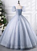 Glam Tulle Floor Length Prom Dress, Beautiful Short Sleeves Sweet 16 Dress