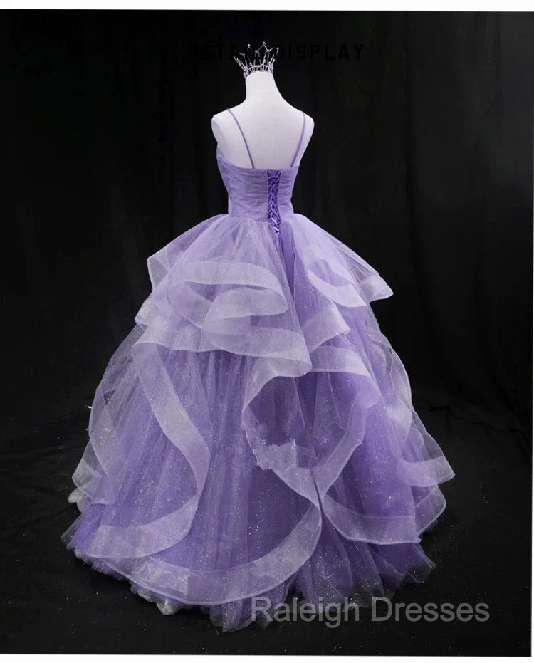 Glam Tulle Light Purple Long Formal Dress Ball Gown Sweet 16 Dresses prom dresses shops