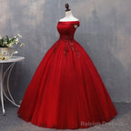 Glam Tulle Wine Red Formal Dress , Handmade Lace-Up Party Dresses, Prom Gowns