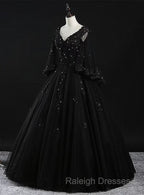 Glam Tulle With Lace Applique Ball Gown Sweet 16 Dress, Beaded Prom Dresses Evening Dress