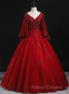 Glam Tulle With Lace Applique Ball Gown Sweet 16 Dresses Beaded Prom Dress