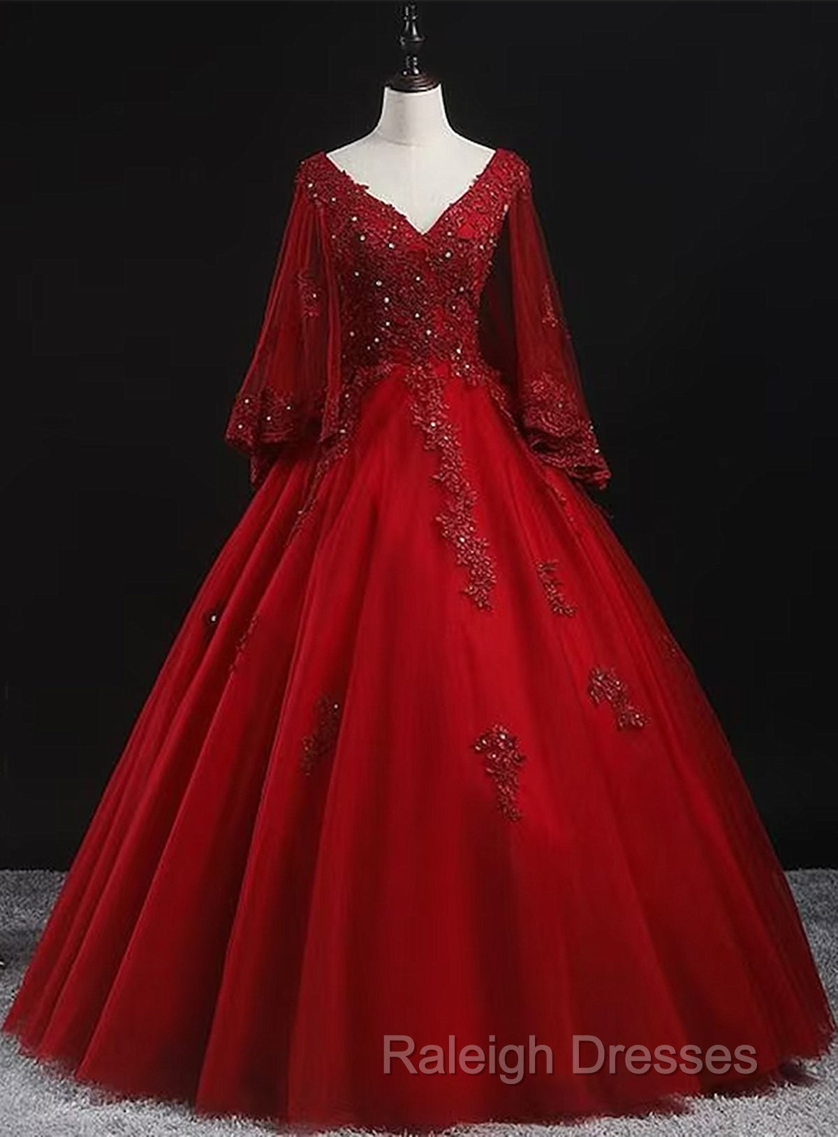 Glam Tulle With Lace Applique Ball Gown Sweet 16 Dresses Beaded Prom Dress