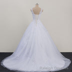 Glam White Tulle Puffy Ball Gowns Prom Dress, Sweetheart 16 Gowns