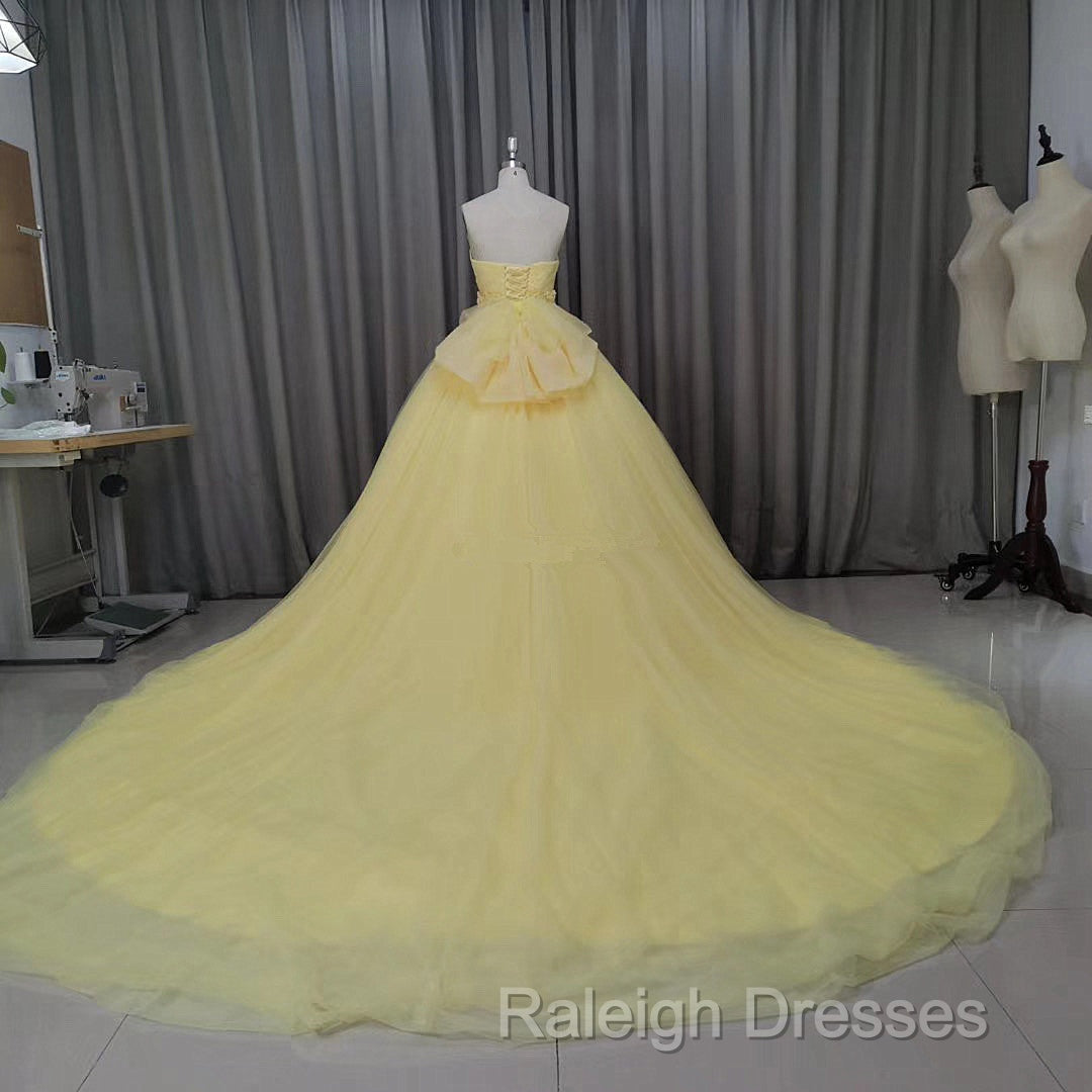 Glam Yellow Sweetheart Flowers Sweet 16 Gown, Yellow Formal Gown Secondary image