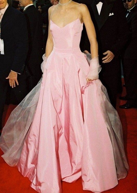 Glamorous A-Line Straps Pink Long Prom Dresses