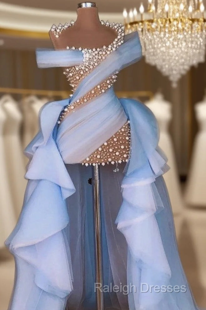 Glamorous Hi-Lo Mermaid Prom Dress Tulle With Pears Main image