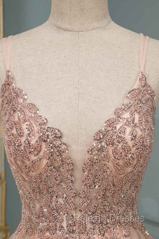 Glamorous Long A-line Sequins V-Neck Open Back Evening Prom Dress Secondary image