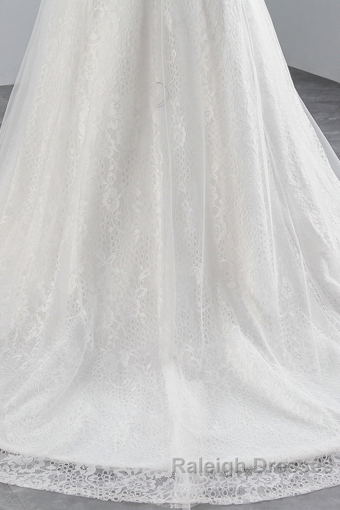Glamorous Long Mermaid Tulle Appliques Lace Wedding Dresses