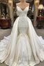 Glamorous Mermaid Sleeveless Lace Wedding Dresses Overskit