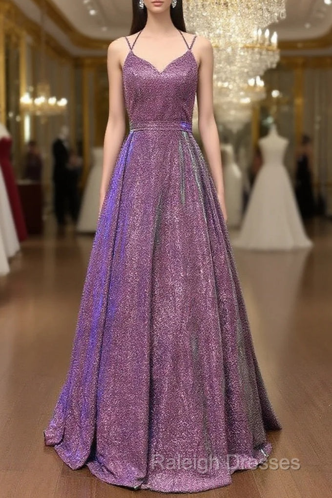 Glitter Ball Gown Prom Dresses Cross Back Main image